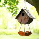 Glitzhome Rustic Wood Hanging Birdhouse Nest with Bird Bath Garden Outdoor Decor