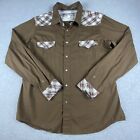 Toddland Shirt Mens XL Brown Plaid Pockets Cuffs Shoulders Pearl Snap Western