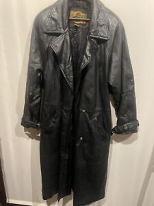 Pelle Global 100 Percent Leather Black Trench Coat Steam Punk Matrix Size M