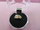 14k Solid Yellow Gold Ruby Diamond Band Ring Size 5.5  / 1.75 Grams