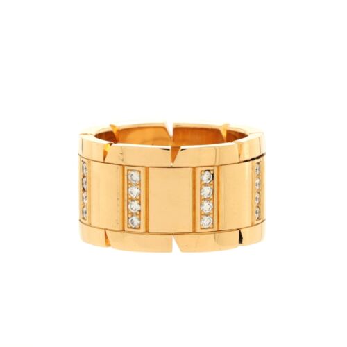 Cartier Tank Francaise Ring 18K Yellow Gold with Diamonds Wide -