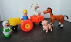 Vintage Fisher-Price Little People Farm Lot Family Horse Tractor Pig Cow Farmer