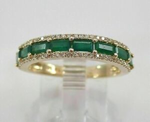 2Ct Baguette Cut Emerald & Diamond With Wedding Ring Band 14k Yellow Gold Finish
