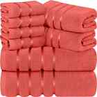 8 Pc Bath Linen Sets Viscose Stripe 600 GSM Ring Spun Cotton Towel Utopia Towels