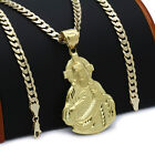 Mens 18k Gold Plated JESUS Hip-Hop Pendant 6mm Cuban Chain Necklace (K-1)