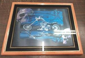 Greg Smith Custom Hardtail Motorcycle Framed Skull Picture Harley Chopper 20x16