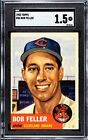 ⚾ BOB FELLER GRADED SGC 1953 Topps #54 Baseball Card HOF HALL OF FAMER Rare ⚾