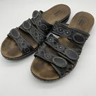 Clarks Collection Black Leather sandals women's size 9.5M three straps