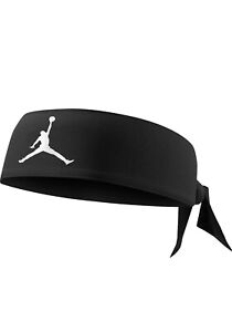 NWT Nike Jordan DRI-FIT Jumpman Head Tie Headband Black White