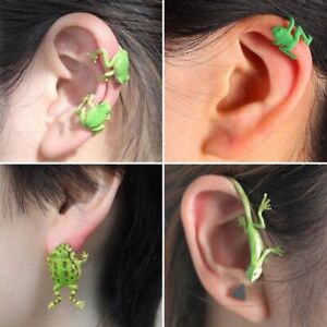 Punk Green Frog Gecko Animal Ear Clip Stud Earring Women Men Retro Jewelry Gift