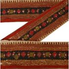 Sanskriti Vintage Decor Sari Border Hand Beaded Trim Sewing Red Sequins Lace