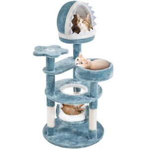 Cat Tower Ocean-themed Cat Climbing Tree with Shark's Mouth-shaped Nest 45.5inch