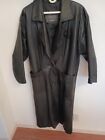 VINTAGE COMPAGNIE INTERNATIONALE EXPRESS WOMEN'S BLACK LEATHER TRENCH COAT