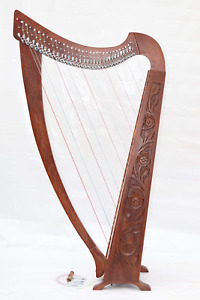 Musical Instrument Tall Celtic Irish Harp 32 Strings Lever Solid Wood with Dulex