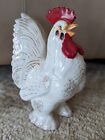 Vintage White Ceramic Rooster Red Comb Hand Painted 9