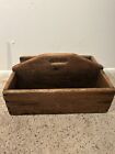 Antique Primitive Wood Handle Divided Cutlery Tray Knife Box Tool Caddy Tote