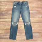 Rolla's Size 29 Miller High Rise Slim Jeans Ripped Knees Distressed Light Wash