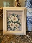 Antique Oil Painting On Camas Floral Flowers Shabby Chic framed, unsigned 1900