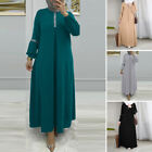 ZANZEA Womens Muslim Puff Long Sleeve A Line Jubba Abaya Kaftan Gown Maxi Dress