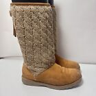 THE SAK Boots Womens Tan Suede Gilded Knitting Sweater Back Zip Sherpa Size 9