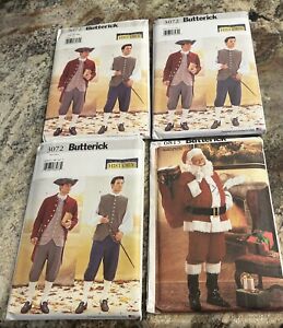 Your Choice of BUTTERICK Men's Costume Sewing Patterns Colonial & Santa UNCUT