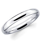 14K Solid White Gold 3mm Plain Men's and Women's Wedding Band Ring