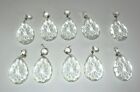 Vtg 10 Crystal Teardrop Glass Chandelier Prisms 2