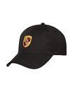 Porsche Crest Logo Baseball Hat - Brass Trims-  One Size - Black