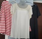 Lot Of 3 Women's Tops size L spring Summer Black Nwt White And Red Stripe