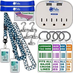 Cruise Ship Kit Travel Accessories Items Hooks, Lanyard, Power Outlet, Card Hold