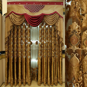 European modern luxurious hollow out Velvet embroidered curtain valance M1282
