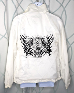 Affliction Rock Style STATIK Skulls Cross Wings White Lined Wind Breaker Jacket