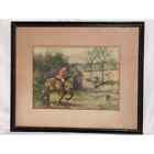 Vintage 1928 Hunting Print Framed Foxhound Equestrian Letho Victorian Sport