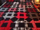 Handmade and hand quilted Twin Sized Quilt-Black-Reds-Gray-65 x 88-Bedroom-Sofa
