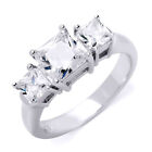 2.5 Carat Princess Cut 3-Stone Promise Engagement Ring Sterling Silver Size 5-9