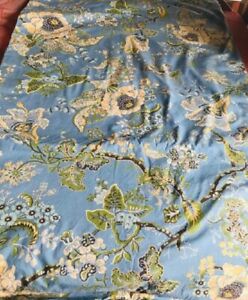 Pottery Barn Country Floral Duvet Cover Blue Yellow Gold Queen 2 Std Sham Rare