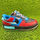Nike Air Force 1 Low Womens Size 9.5 Red Blue Athletic Shoes Sneakers DR6259-600
