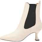 Sam Edelman Lani Modern Ivory Pull On Squared Toe Spool Heel Fashion Ankle Boots