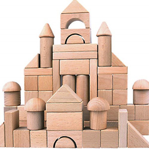 Wooden Building Blocks Set for Kids - Stacker Stacking Game Construction Toys -