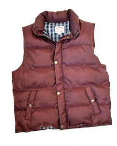 Brooks Brothers Down Puffer Vest Mens XL Burgundy Snap & Zip Front Lined VGC