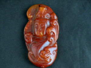 New ListingNice Chinese Jade Hand Carved *KwanYin & Dragon* Pendant EE092