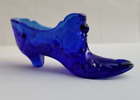 Fenton Glass Shoe - Cobalt Blue - Cabbage Rose - Ex. Condition