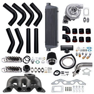 11 PCS T3 T4 T04E Turbocharger Intercooler Piping Kit For Honda Civic D17 GX LX