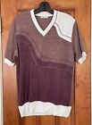 Vintage Men’s Terry Cloth Shirt 1980’s M V-Neck Alexxus Short Sleeve Disco 1970s