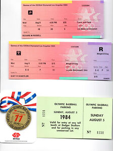 1984-OLYMPICS  L.A.--OLYMPICS BUS PASS +TICKETS (T&F,WT. LIFTING)--LOT-4--NMT