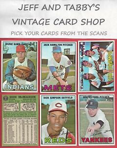 1967 TOPPS BASEBALL 353 to 533 / SEE DROP DOWN MENU FOR CARD YOU WILL RECEIVE