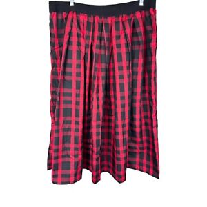 Joan Rivers Women Petite Buffalo Check Taffeta Ball Skirt Red/Black PXL Size