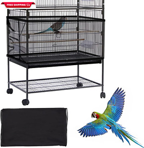 Large Bird Cage Cover, Bird Cage Seed Catcher, Adjustable Soft Airy Nylon Mesh N