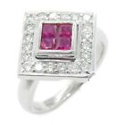 JEWELRY Ruby diamond ring #6.25 US size K18 White Gold Used
