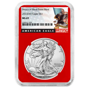 2022 (W) $1 American Silver Eagle NGC MS69 Black Label Red Core